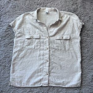 Old Navy Cream Linen Blend Shirt size Medium Minimalist